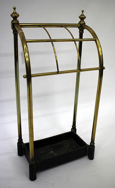 Appraisal: A VICTORIAN BRASS AND CAST IRON STICK STAND with two