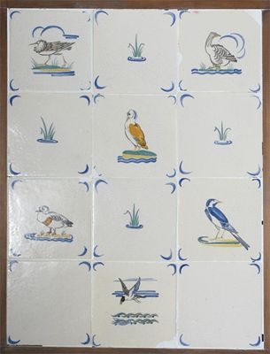 Appraisal: Waterbirds' a Carter's Poole Pottery tile panel designed by Harold