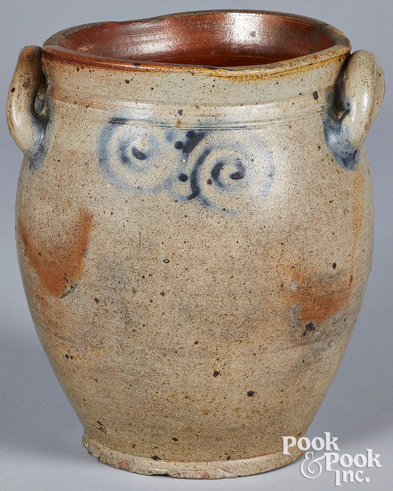 Appraisal: New Jersey stoneware crock late th c New Jersey stoneware