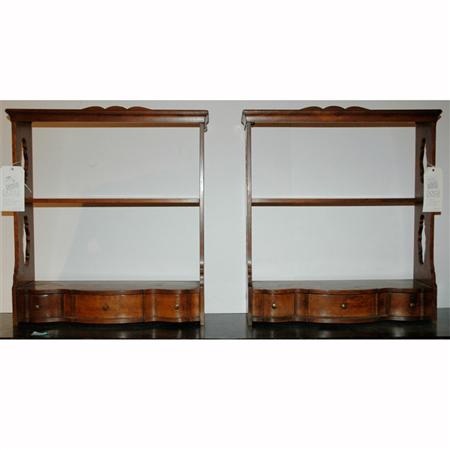 Appraisal: Pair of Mahogany Two-Tier Hanging Shelves Estimate -