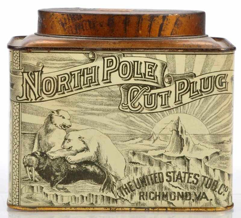 Appraisal: North Pole Cut Plug Slip Top Tin Description Scarce horizontal