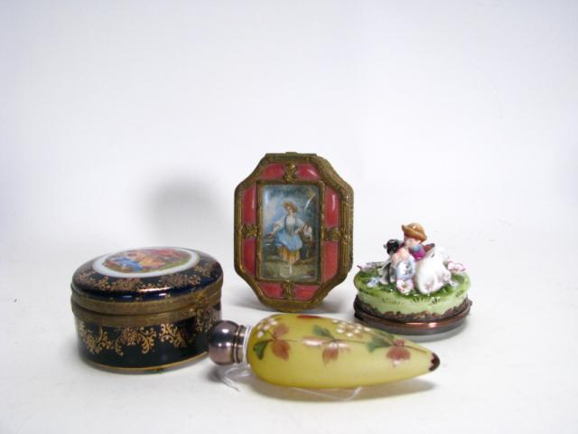 Appraisal: Group of vintage dresser accessories including perfume bottle with silver