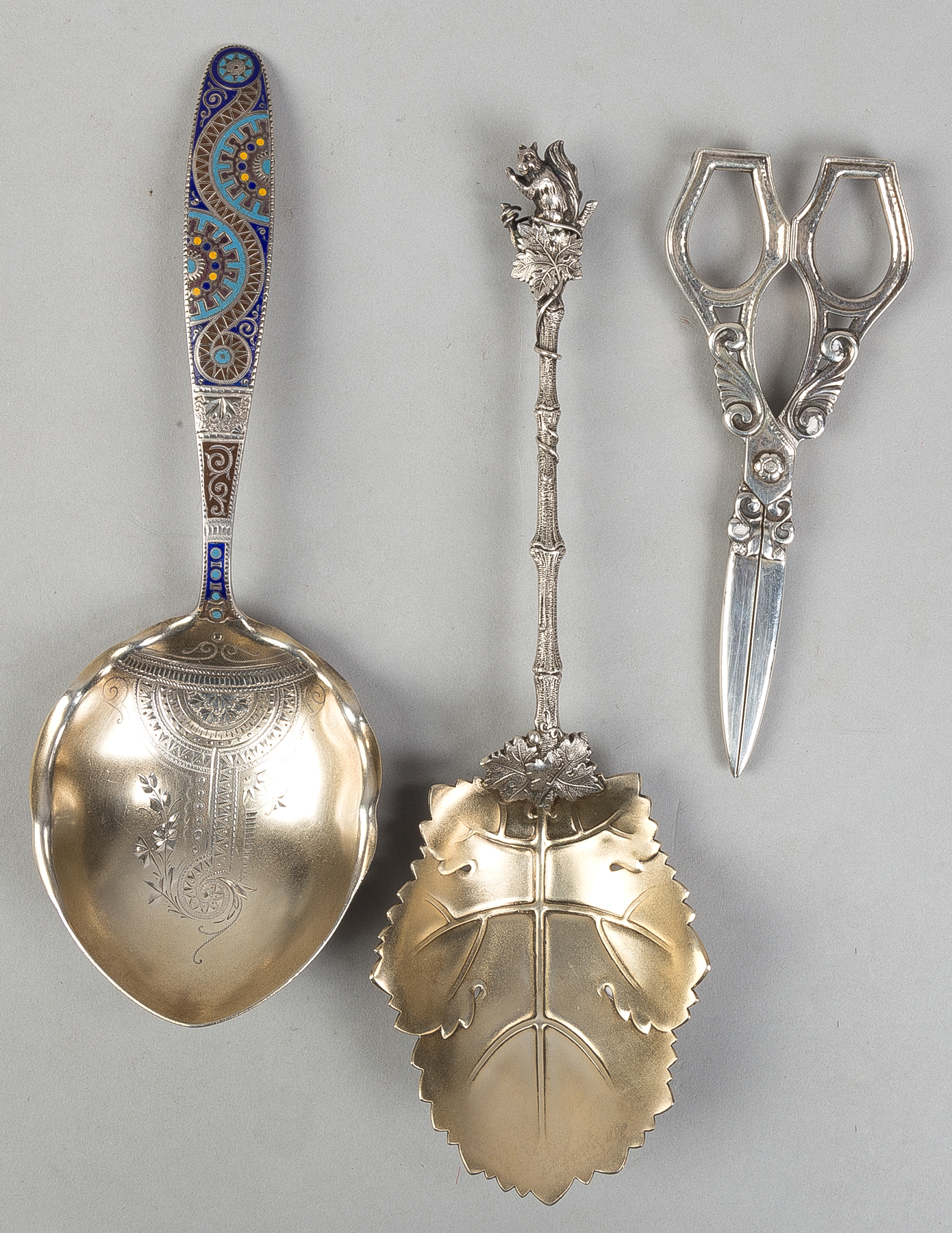 Appraisal: Gorham Enamel Sterling Silver Berry Spoon Hand chased gold washed