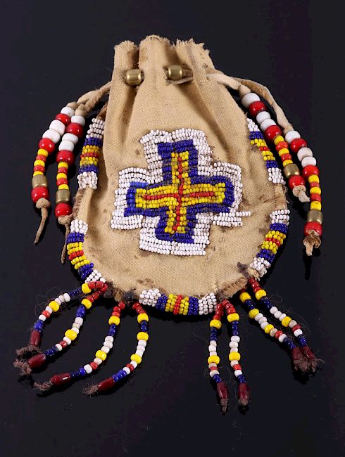 Appraisal: Plains Indian Beaded Medicine Pouch This is a Plains Native