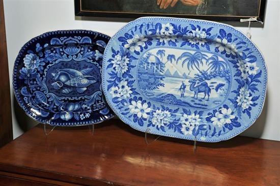 Appraisal: TWO TRANSFER PLATTERS Both blue and white A Stubbs Kent