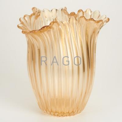 Appraisal: ARCHIMEDE SEGUSO Large ribbed and pinched glass vase with cased