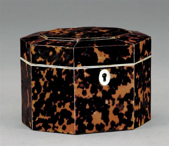 Appraisal: Regency style inlaid shell tea caddy last quarter th centuryoctagonal