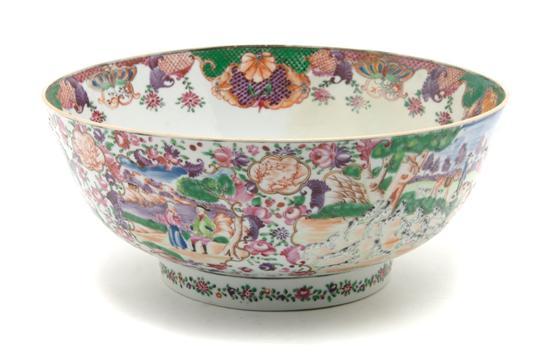 Appraisal: A Chinese Export Porcelain Punch Bowl the interior roundel having