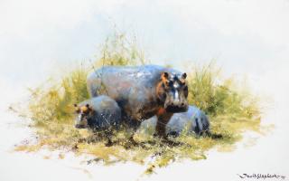 Appraisal: DAVID SHEPHERD b Hippos DAVID SHEPHERD b Hippos oil on