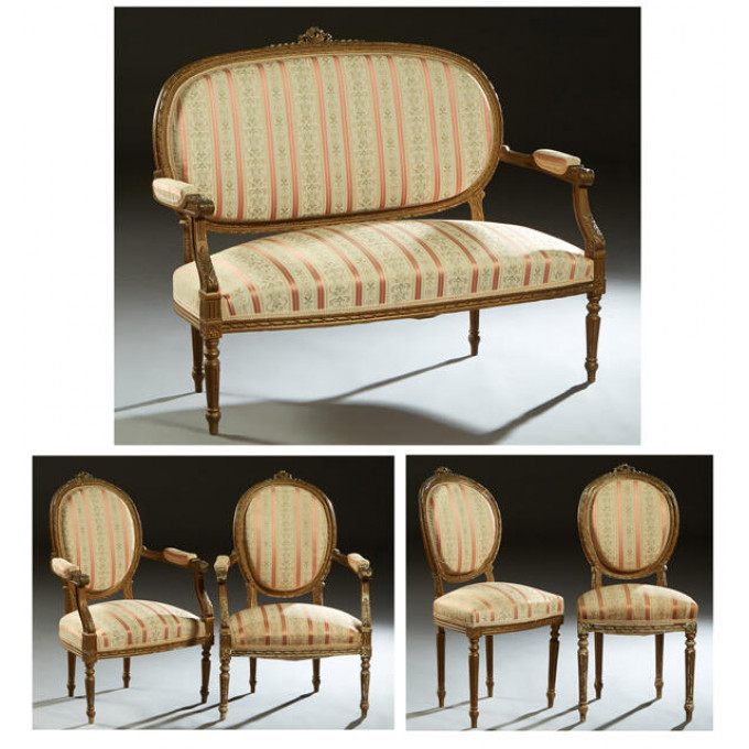 Appraisal: French Louis XVI Style Five Piece Carved Beech Parlor Suite