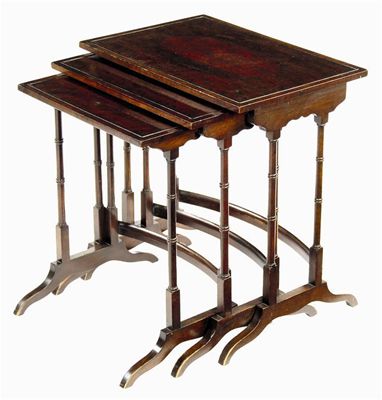 Appraisal: A nest of three mahogany occasional tables the beaded edge