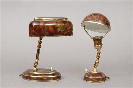 Appraisal: Two Brass and Faux Tortoiseshell Desk Lamps to in Provenance