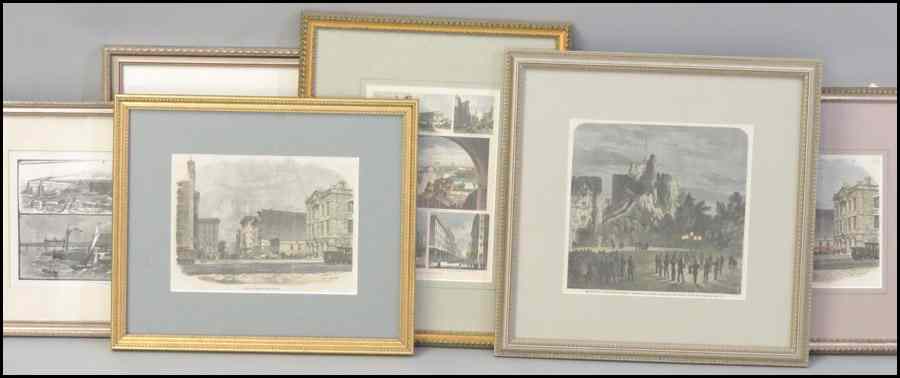 Appraisal: GROUP OF SIX ASSORTED FRAMED PRINTS TOWN VIEWS Various sizes