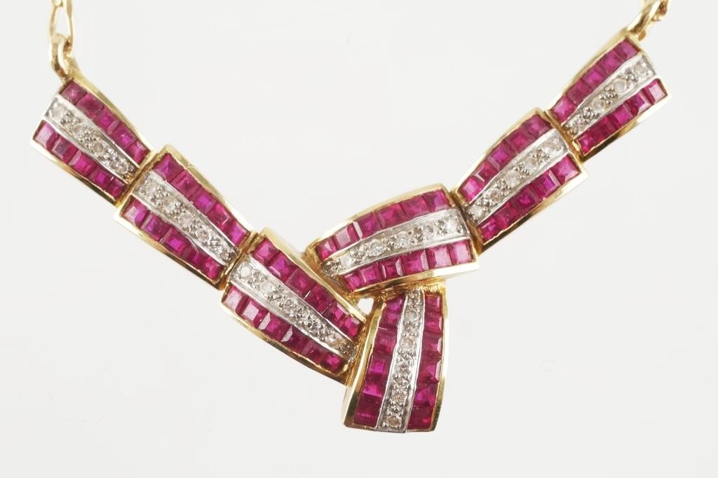 Appraisal: Contemporary k yellow gold necklace with carats of rubies accented