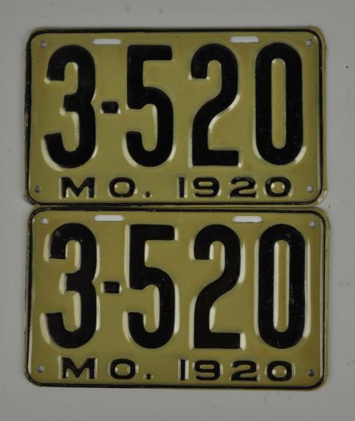 Appraisal: Set Of New Old Stock Missouri License Plates This set