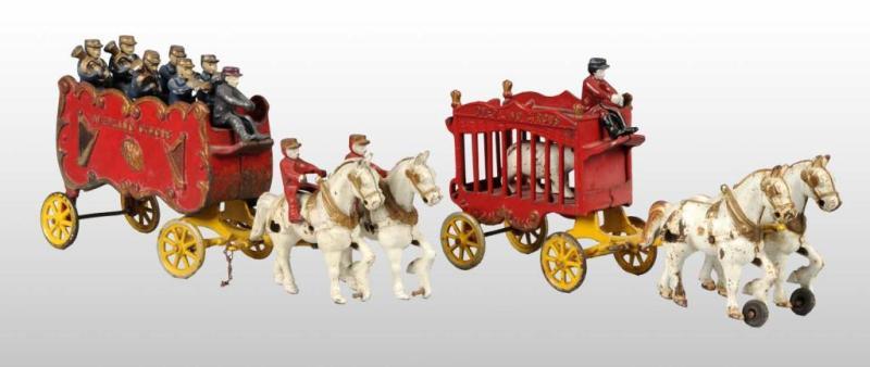 Appraisal: Lot of Cast Iron Hubley Overland Circus Toys Description Toys