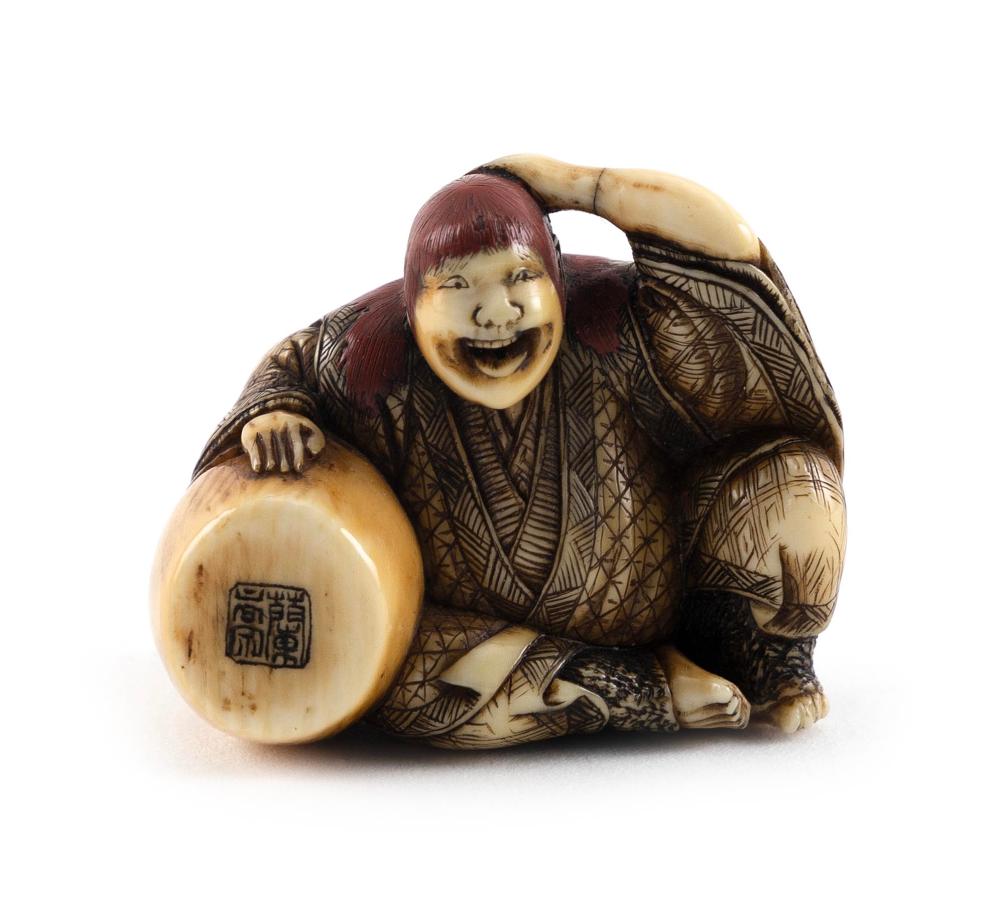 Appraisal: IVORY NETSUKE BY RANKO TH CENTURY HEIGHT IVORY NETSUKE BY