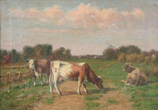 Appraisal: WILLIAM HENRY SNYDER American - COWS IN THE PASTURE signed