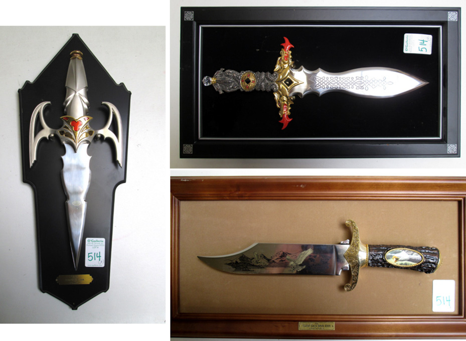 Appraisal: THREE COLLECTIBLE KNIVES Legend of the Vampires Curse on painted