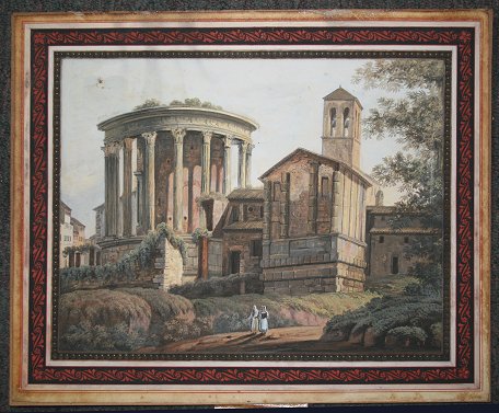 Appraisal: EARLY ITALIAN ARCHITECTURAL PAINTING Italianate landscape with figures Gouache ''