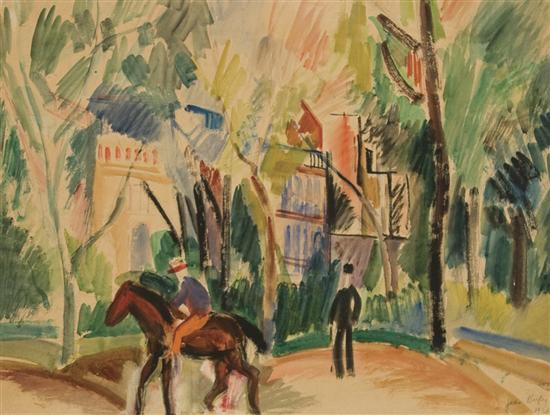 Appraisal: JEAN DUFY French - Cavalier watercolor signed lower right and