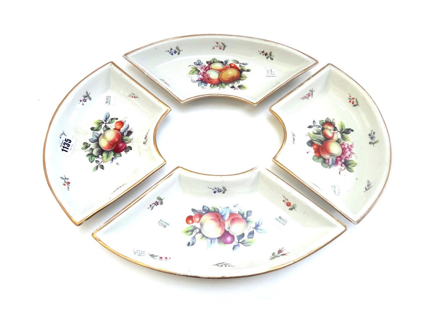 Appraisal: A set of four English porcelain supper hors d'oeuvres dishes