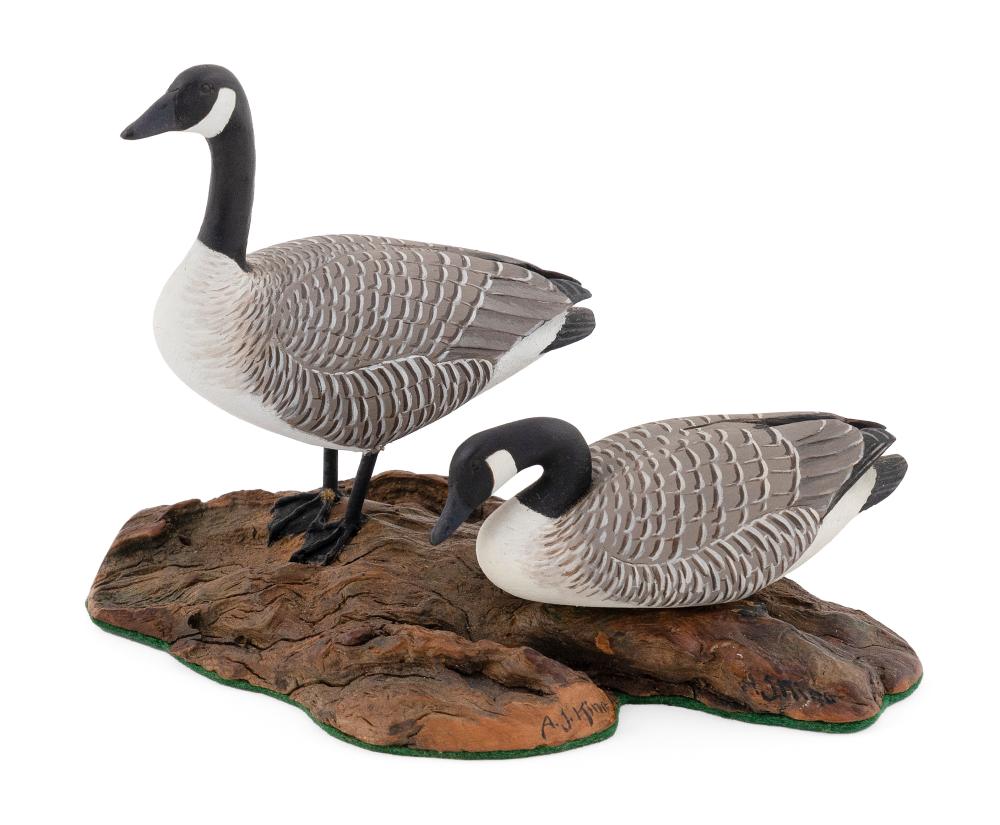 Appraisal: PAIR OF A J KING MINIATURE CANADA GEESE NORTH SCITUATE