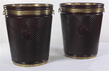 Appraisal: A pair of massive Irish mahogany and brass bound peat