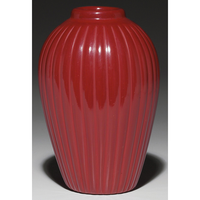 Appraisal: Santa Clara vase tapered and ribbed shape covered in a