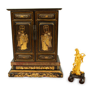 Appraisal: A Chinese Black and Gilt Lacquer Altar Shrine Cabinet TH