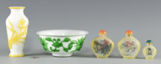 Appraisal: Chinese Peking Glass Items st item Green and white Peking