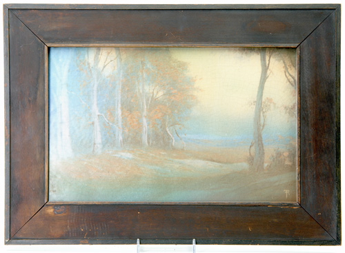 Appraisal: ROOKWOOD Large Scenic Vellum plaque painted by Fred Rothenbusch with