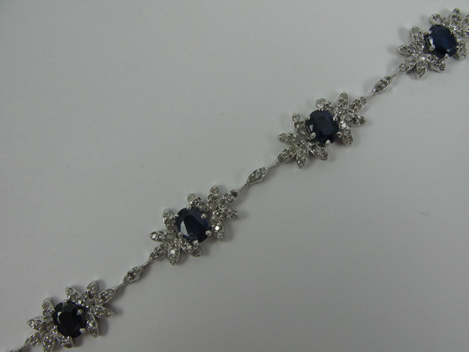 Appraisal: SAPPHIRE DIAMOND AND K WHITE GOLD BRACELET WITH APPRAISAL -