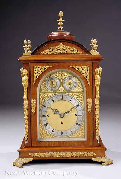 Appraisal: An Antique English Mahogany and Gilt Brass-Mounted Bracket Clock striking