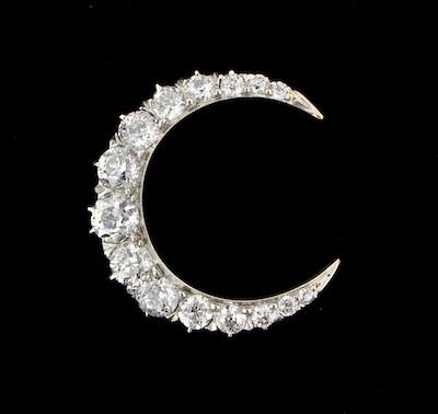 Appraisal: A Diamond Crescent Pin k white gold pin in the