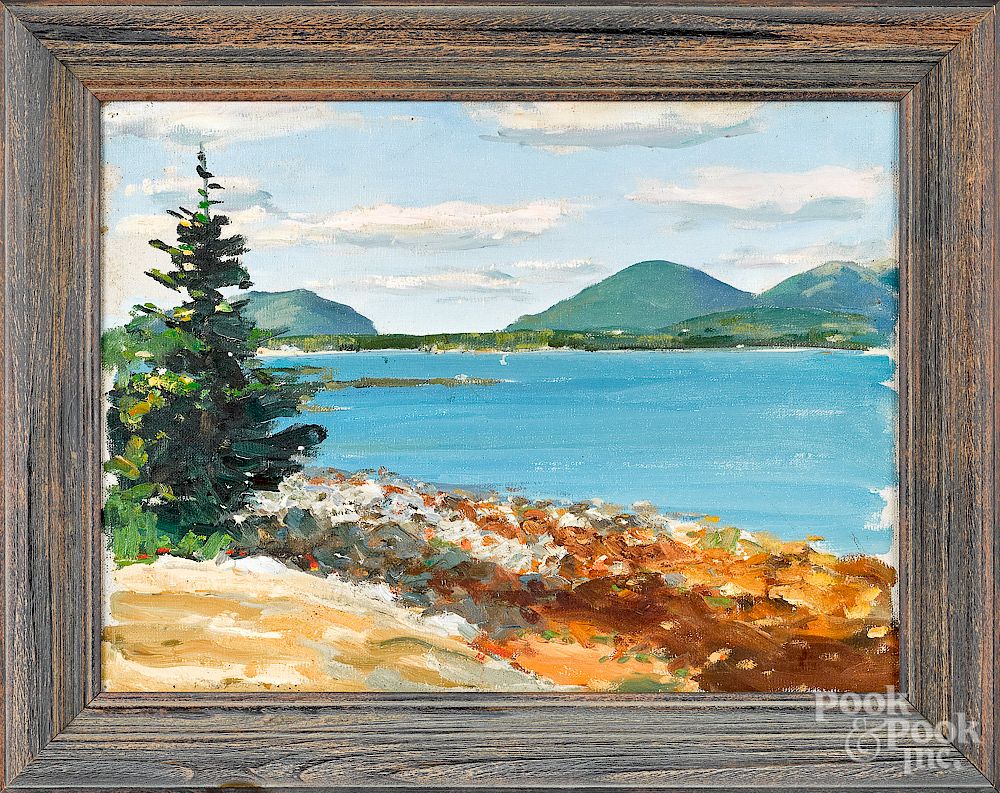 Appraisal: Richard Evett Bishop oil on board of Bar Harbor Richard