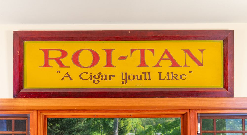 Appraisal: Rare Roi Tan Glass Cigar Store Sign Rare Roi Tan