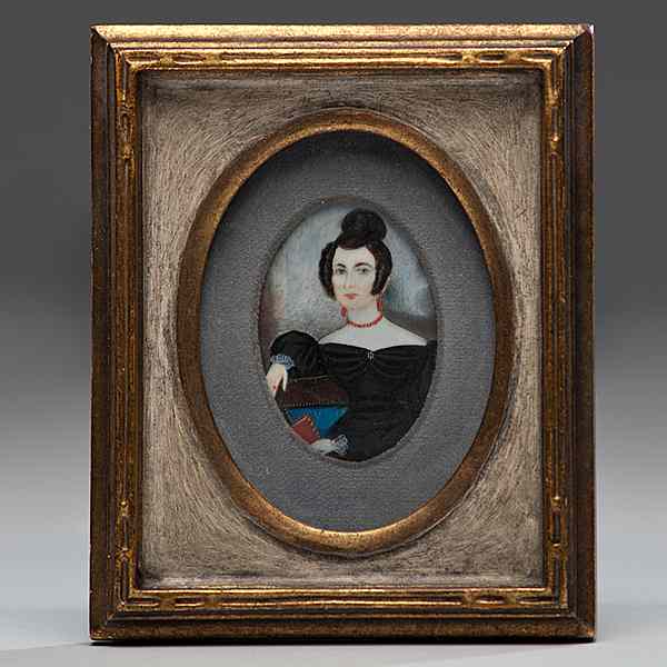 Appraisal: Early American Portrait Miniature on Ivory American ca Portrait of