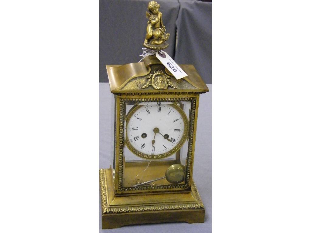 Appraisal: French four glass two train mantel clock the Vincenti movement