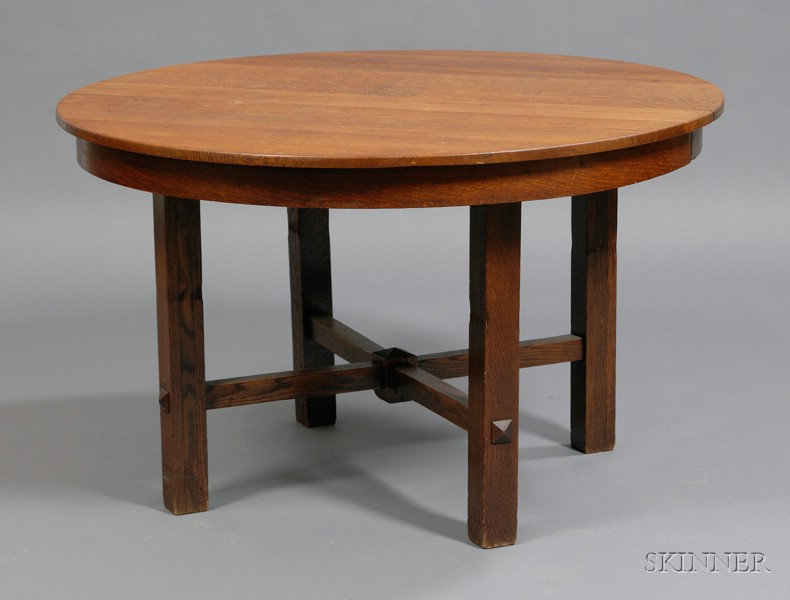 Appraisal: Arts Crafts Stickley Dining Table Oak Fayetteville New York Circular