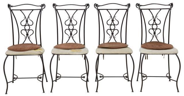 Appraisal: lot of French wrought iron patio garden chairs th c