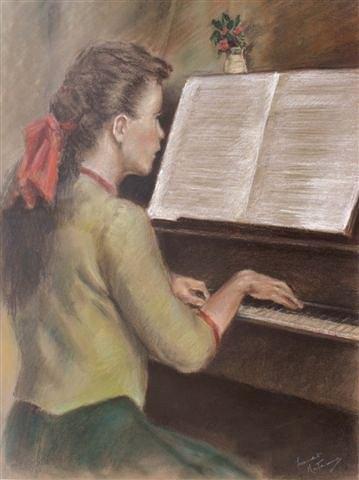 Appraisal: FRANCO MATANIA - - A young girl playing the piano