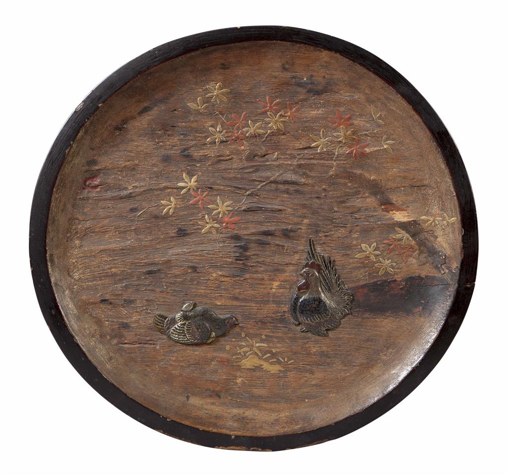 Appraisal: JAPANESE WOOD LACQUER AND MIXED METAL TRAY MEIJI PERIOD the