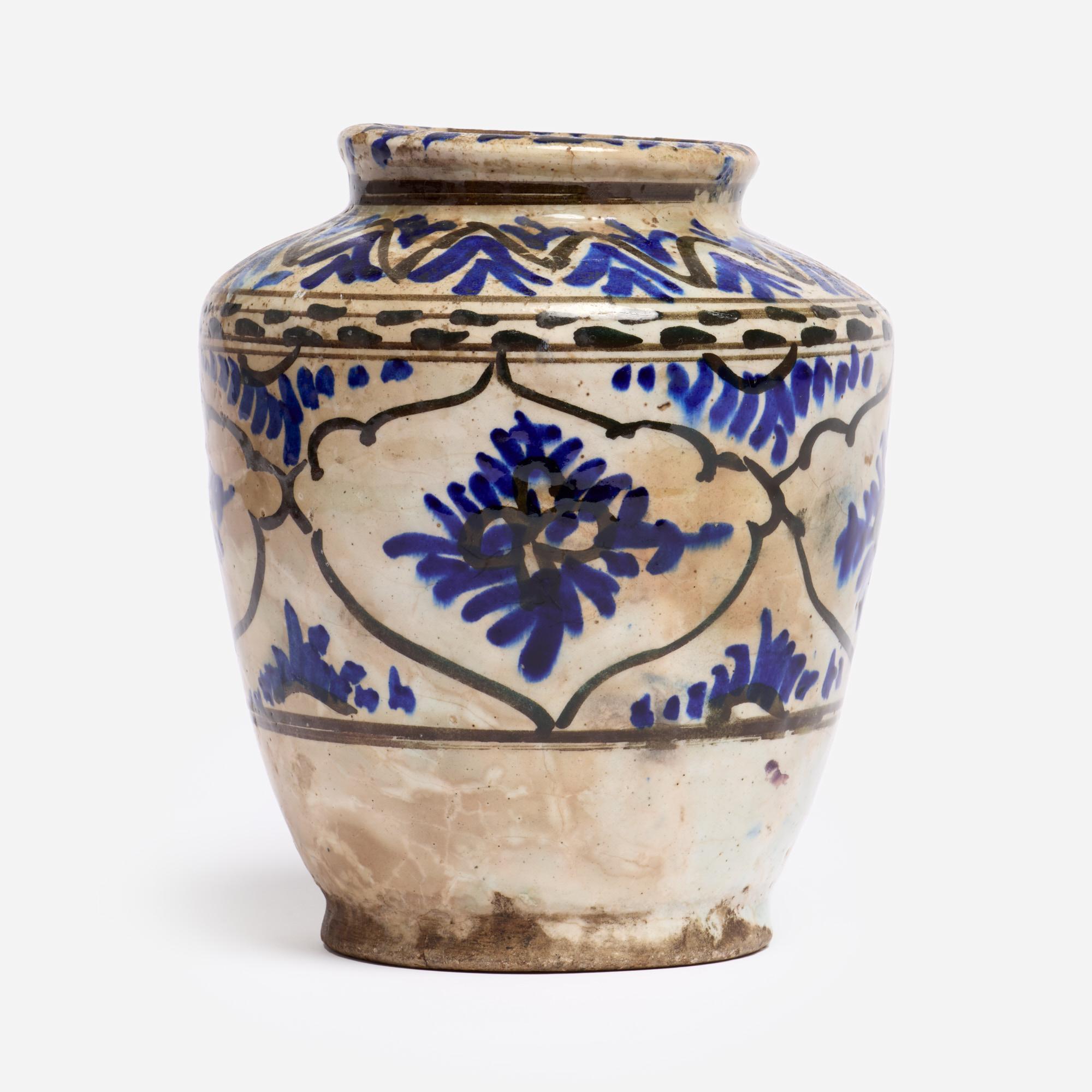 Appraisal: PERSIAN GLAZED POTTERY OIL JAR CA TH C A Persian