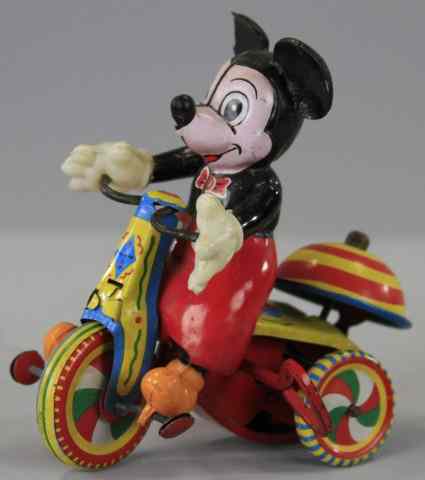 Appraisal: MICKEY MOUSE TRICYCLE Linemar Toys lithographed tricycle with rear bell