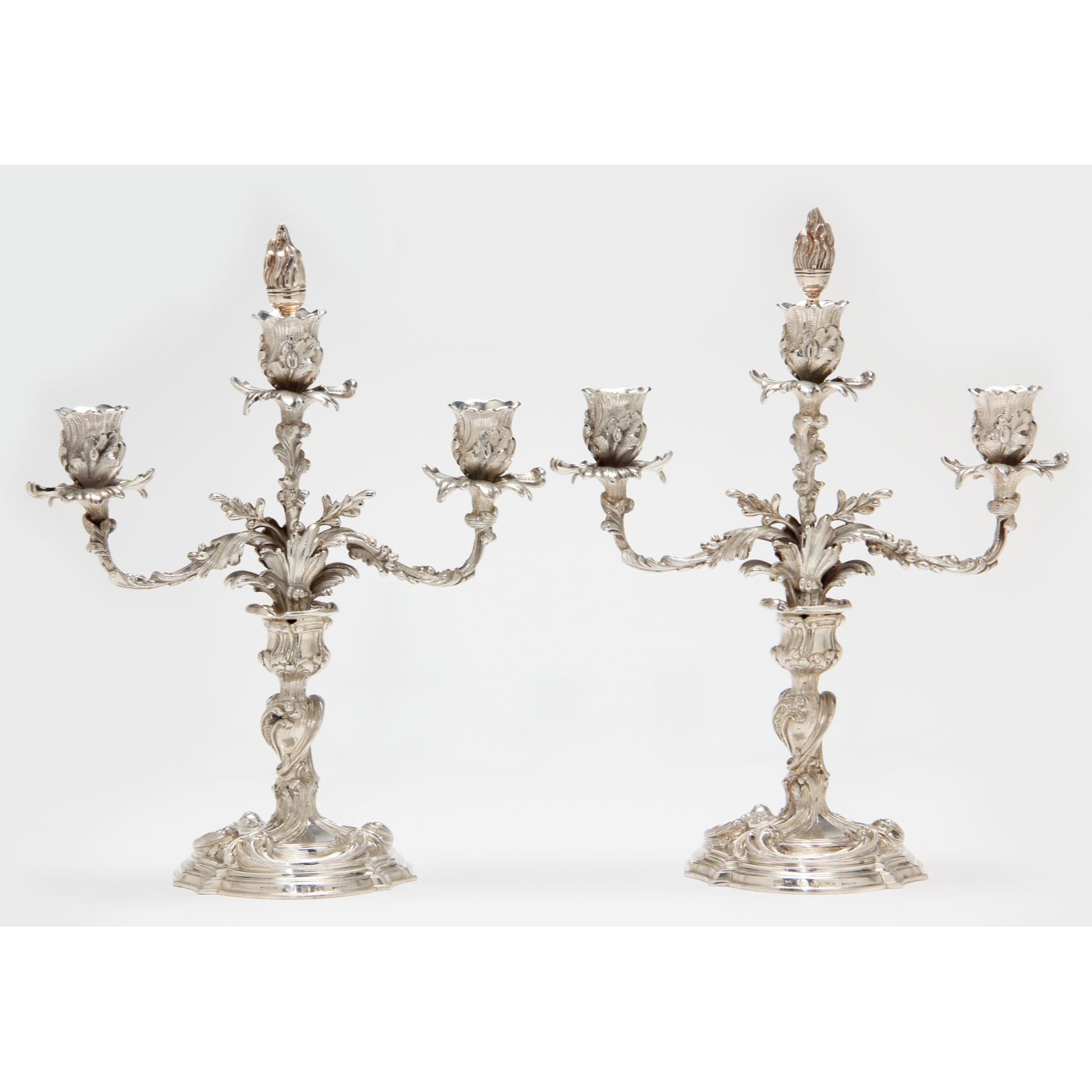 Appraisal: A Pair of Rococo Style Sterling Silver Candelabra Italian th