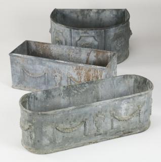 Appraisal: Cast lead English garden planters th c Three cast lead