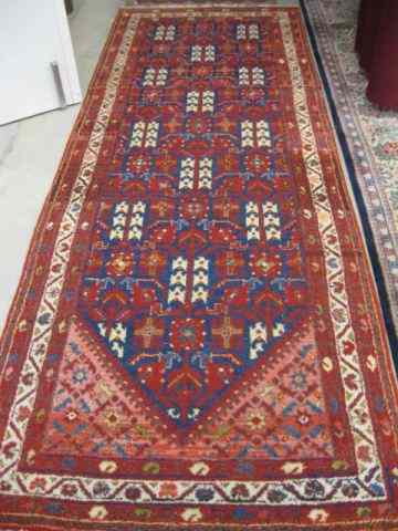 Appraisal: Hamadan Persian Handmade Runner reds blues ivory stylized floral geometric