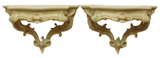 Appraisal: lot of Italian Louis XV style parcel gilt wall brackets