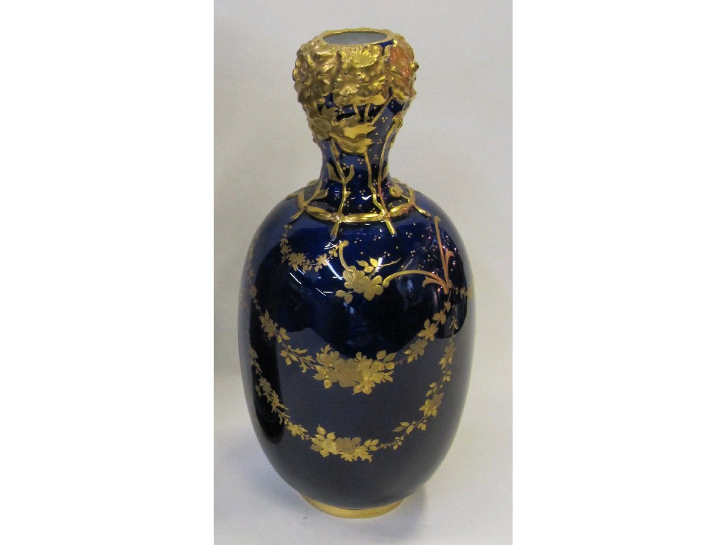 Appraisal: Royal Crown Derby vase the dark blue ground with gilt